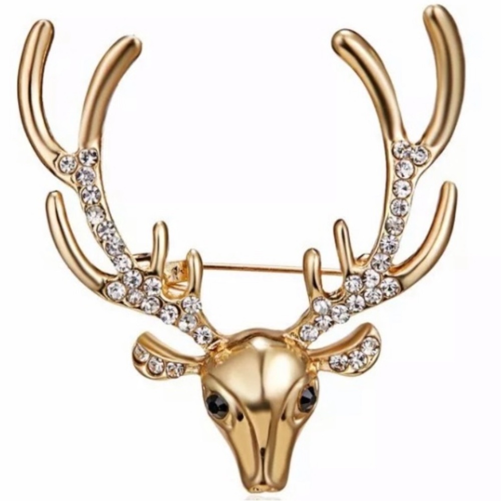 Vintage Cubic Zirconia Reindeer Pin